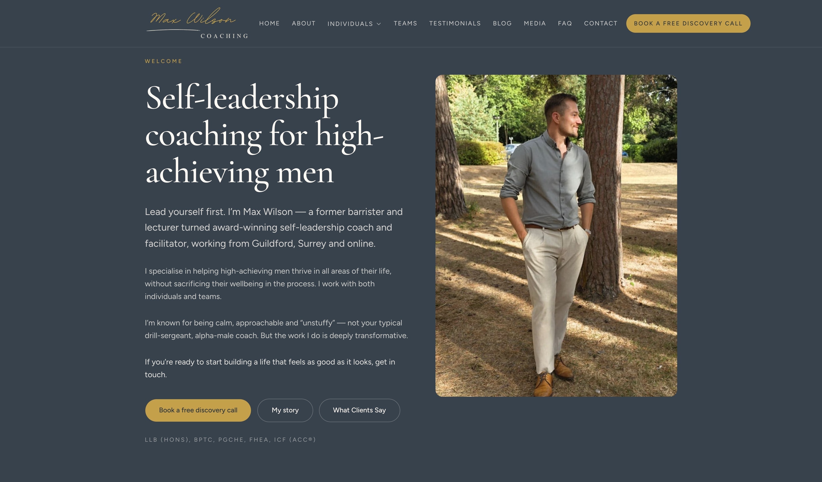 Max Wilson Coaching homepage: self-leadership coaching for high-achieving men