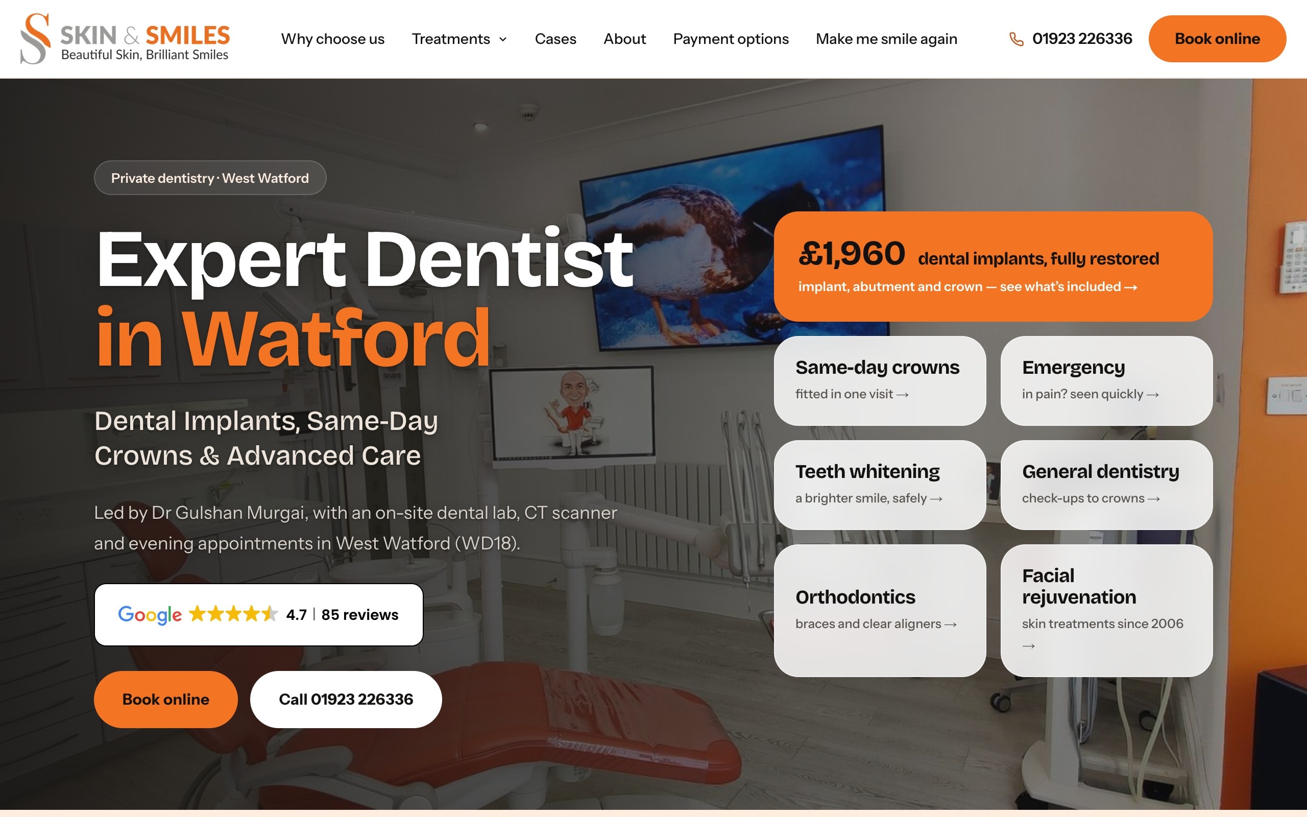 Skin & Smiles rebuild: expert dentist in Watford, implants and same-day crowns